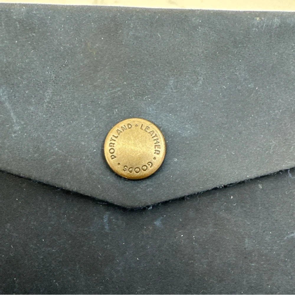 Portland leather goods Navy Leather Card Holder mini envelope blue snap close